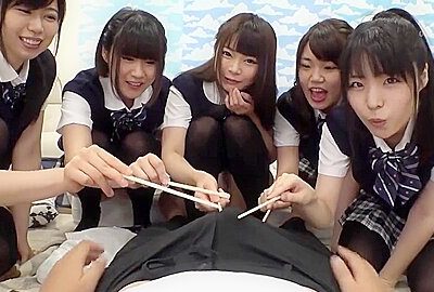 A Dude Gets His Cock Sucked Off By A Group Of Asian