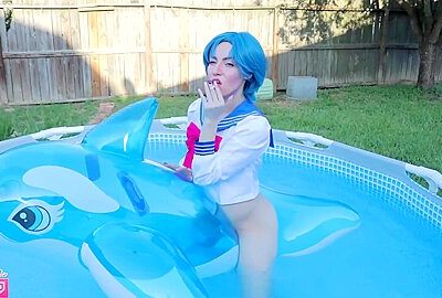 Amy Smokes On Inflatable Dolphin