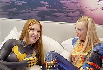 Batgirl And Wondergirl Get On The Big Dick!