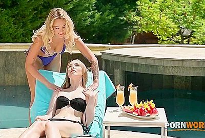 Poolside Pleasure Chapter 1: Bikini Babes Polly Yangs And Merida Sat Toy Each Others Holes