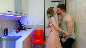 Show in the kitchen from a young amateur couple on webcam