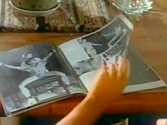 woman is reading a dirty magazine.