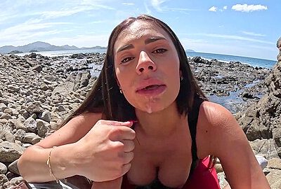 Curvy Latina With Big Ass Fucks On The Beach While On Vacation