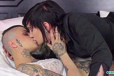 Tattoed Lesbians Spend Their First Night Of Marriage By Passionately Kissing And Doing Sixty Nine